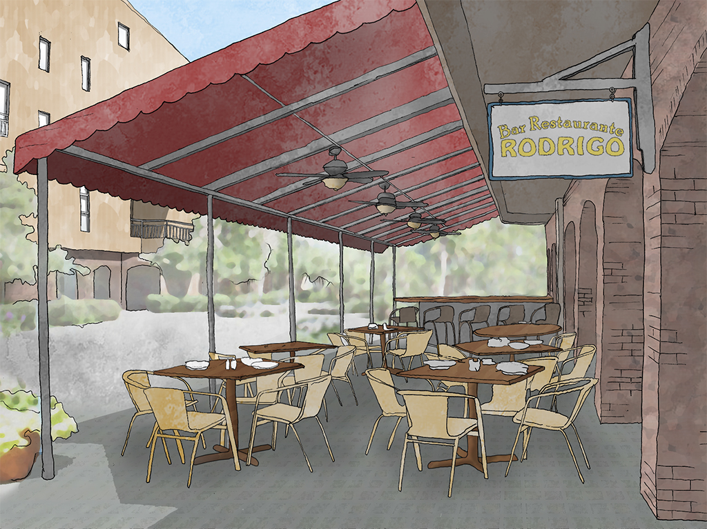 Illustration of a commercial patio canopy