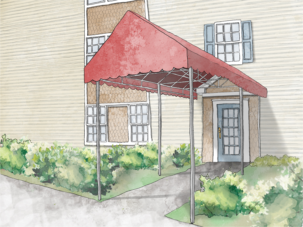 a-frame entryway awning illustration