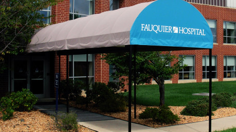 round entryway awning for a hospital