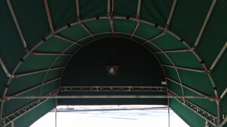 the inside of a free standing walkway awning