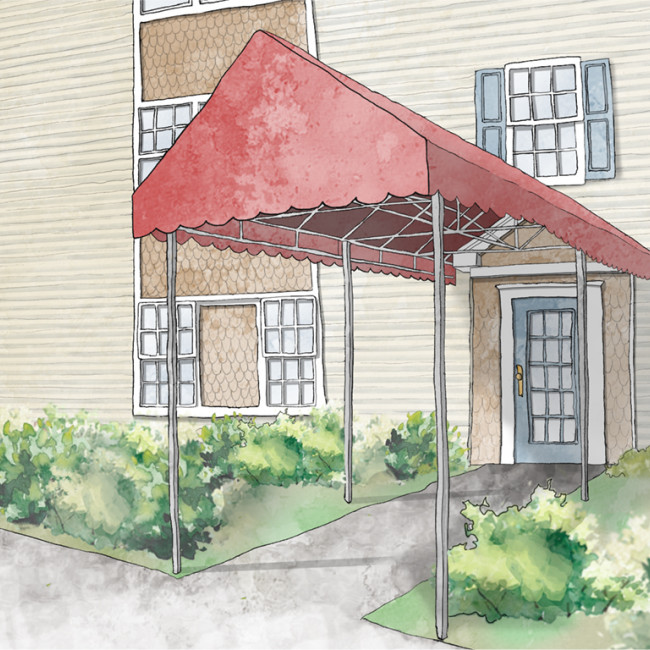 a-frame entryway awning illustration